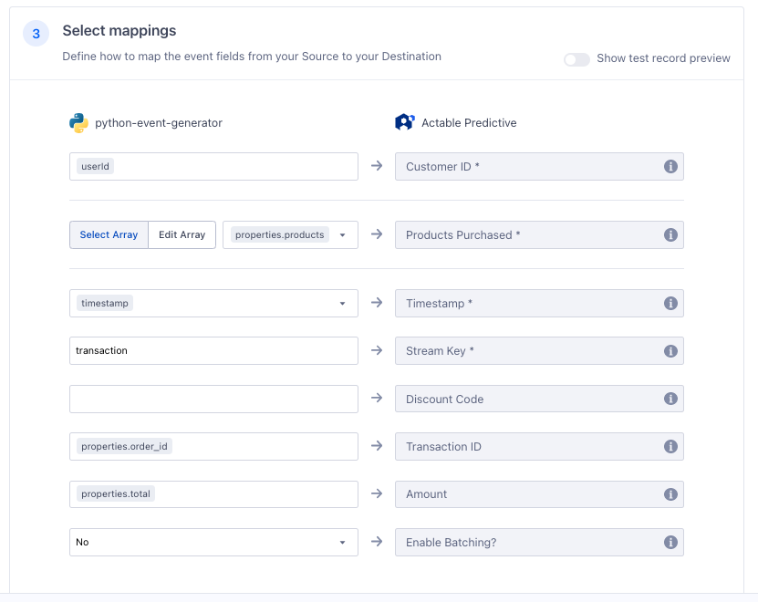 Segment Track Event Mapping